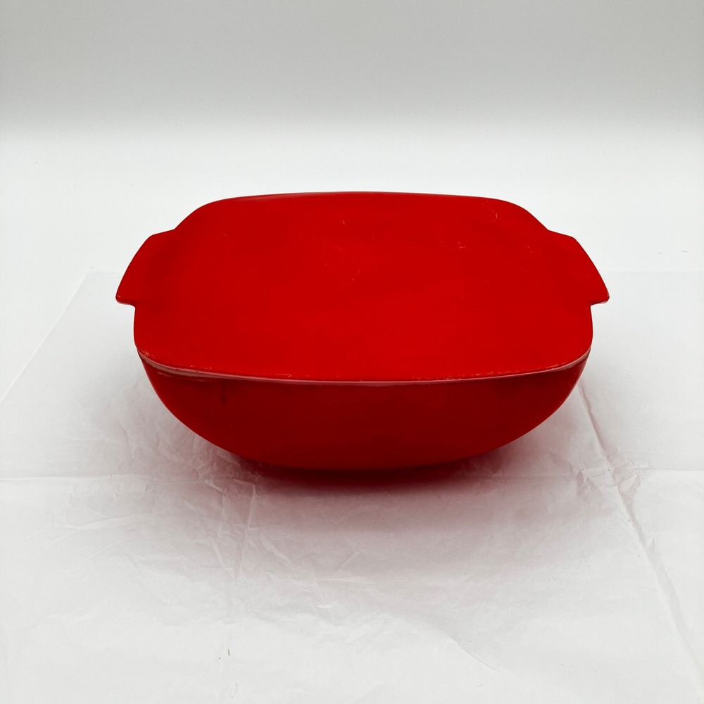 Pyrex Casserole Dish 525 2.5QT Red Vintage Milk Glass Square Lid